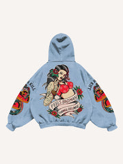Rose Girl Textured Print Sweatshirt