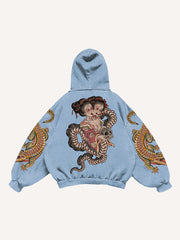 Japanese style retro two-headed snake women's sweatshirt