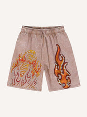 Burning Hell Skull Washed shorts