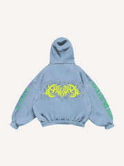 Cyber Art Textured Hand-Painted Print Sweatshirt