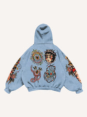 Retro girl print sweatshirt