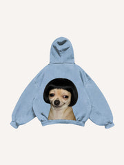 Funny and cute dog head sweatshirt with small side part