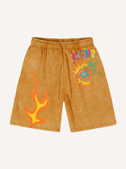 Eye of Hell washed print shorts