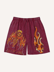 Burning Hell Skull Washed shorts