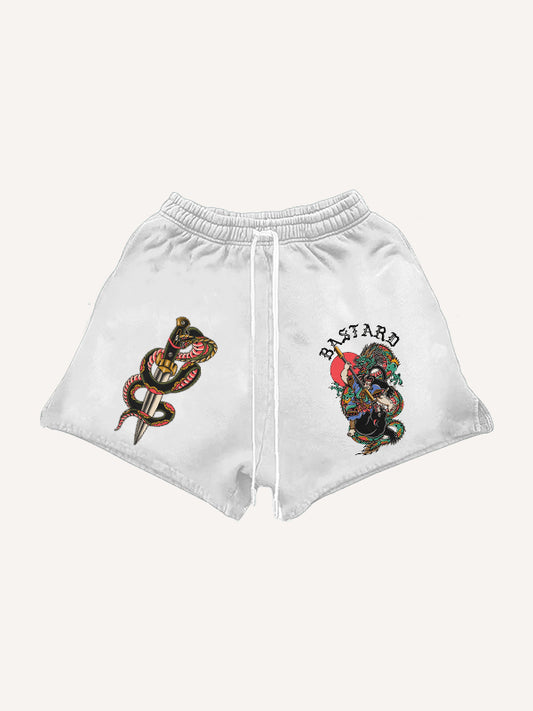 Japanese Tattoo Story Dragon Slaying Print Shorts