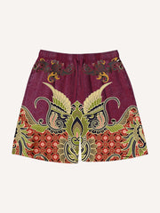 Retro floral high-end fabric printed shorts