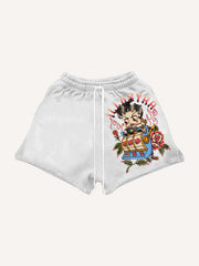 Food classic character comfortable tattoo print shorts