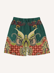 Retro floral high-end fabric printed shorts