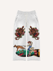 Creative Sexy Retro Girl Bomb Print Trousers
