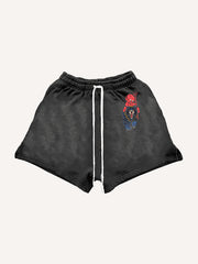 Flame Devil Tattoo Print Shorts