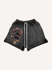 Tattoo-style double-sleeve printed high-end shorts