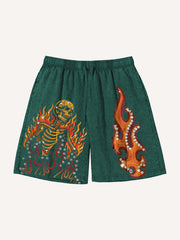 Burning Hell Skull Washed shorts