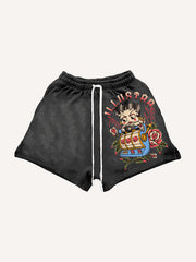 Food classic character comfortable tattoo print shorts