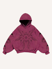 Wing Eye Graphic Print Slant Pockets Hoodie