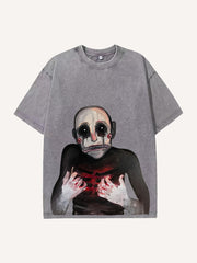 Artist abstract art hand-painted pure cotton washed short-sleeves