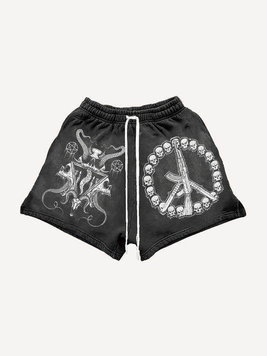 Skull AK hand-painted hip-hop shorts