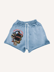 Tattoo-style double-sleeve printed high-end shorts