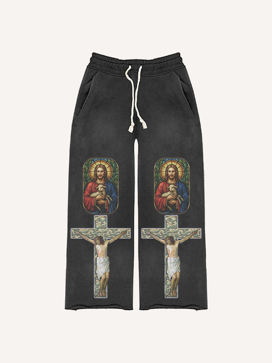 Believe in God and Be with Me Trendy Printed Pants