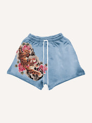 Trendy retro tattoo style HD print shorts