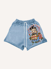 Food classic character comfortable tattoo print shorts