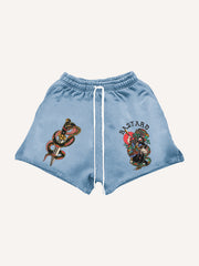 Japanese Tattoo Story Dragon Slaying Print Shorts