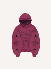 Wing Eye Graphic Print Slant Pockets Hoodie