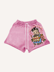 Food classic character comfortable tattoo print shorts