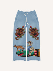 Creative Sexy Retro Girl Bomb Print Trousers