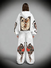 Sexy girl tattoo riding tiger pattern sweatshirt