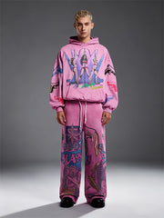 Sexy girl print distressed street style sweatshirt