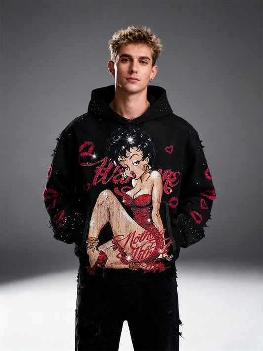 Sexy beauty hooded sweatshirt with stars