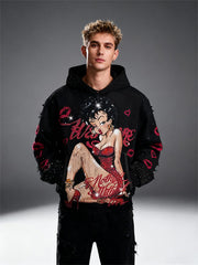 Sexy beauty hooded sweatshirt with stars