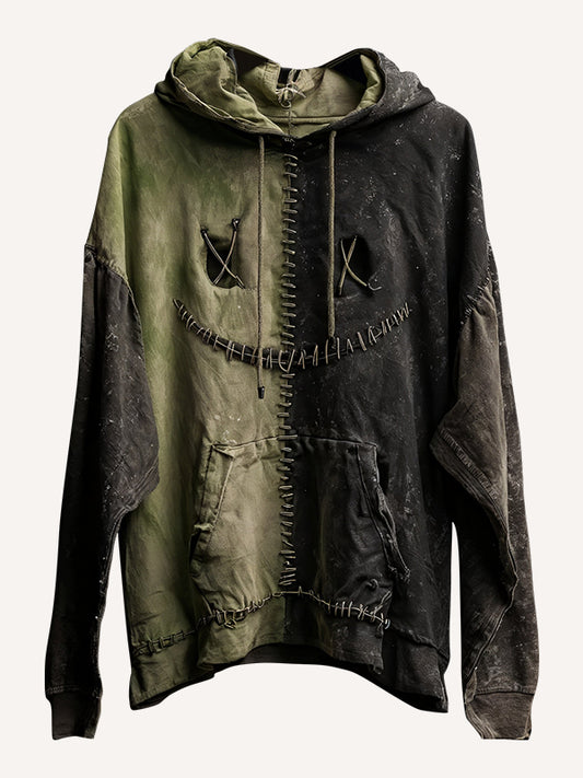 Halloween-style fashionable distressed print sweatshirt