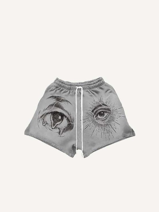 Shorts mit Eye&Tears&Graphic-Print und Kordelzug in der Taille