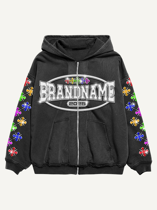 Shiny Cross Zipper Sweatshirt