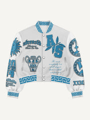 Retro patchwork totem ethnic style printed baseball jacket