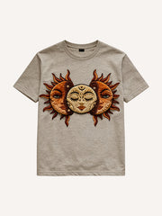 Vintage Sun Moon Face Graphic T-Shirt