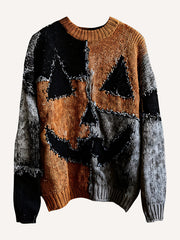 Retro patchwork Halloween horror pumpkin sweatshirt