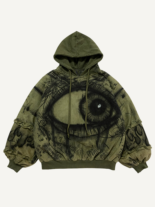 Skull Heart Series Double Pupil Eyes Hand-drawn Illustration High-end Hoodie