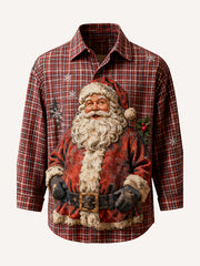 3D Printed High-End Christmas Collar Plaid Shirt