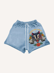 Fitness Barbell Giant Wolf Street Tattoo shorts