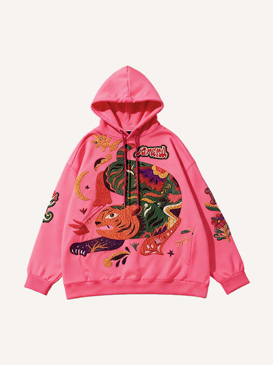 Artist Series embroidered dragon and tiger print sweatshirt