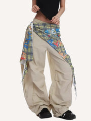 Hip-hop distressed patchwork street trousers