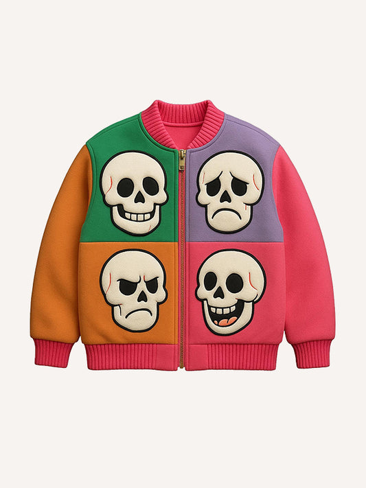 Cute skull baseball jacket