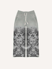 Angel Print Elastic Waist Pants