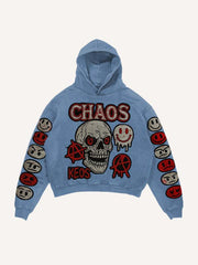 High-end washed sweatshirt with sparkling patch print