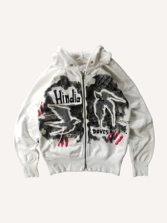 Luxury hooded sweatshirt with flash zipper