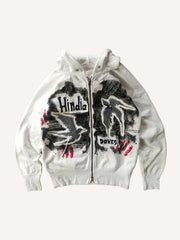 Luxury hooded sweatshirt with flash zipper