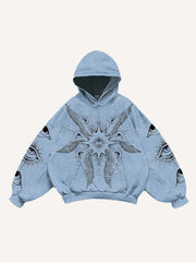 Wing Eye Graphic Print Slant Pockets Hoodie