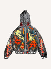 Hand-painted distressed Hell Skull Artist Sweatshirt